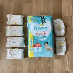 Pampers パンツおむつM57枚+テープおむつL2枚+ピジョンおしり拭き4個