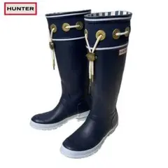 希少 ハンター ロング レインブーツ レディース UK4 (23cm) ネイビー
