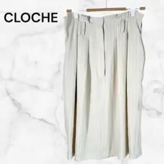 クロッシェ　ストライプ柄　タック入りフレアスカート　Ｍ