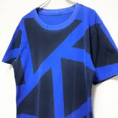 【グッドデザイン】デザインTシャツ 幾何学 アトミック 総柄 ブラック ブルー