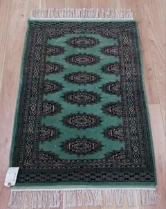 Y2750 パキスタン絨毯 ウール100% 手織り 87×62㎝