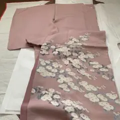 正絹 菊 訪問着 着物 くすみピンク 友禅