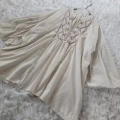 And Search　アンドサーチ　刺繍 ブラウス パフスリーブ チュニック M