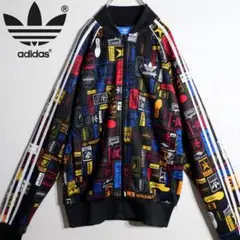アディダス オリジナルス トラックトップ ジャージ M 総柄 黒 ブラック