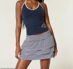 Hollister ネイビーブルーストライプ ミニスカート M