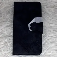 iPhone 15 Pro 手帳型 ケース 音符柄 猫柄 ブラック　ストラップ付