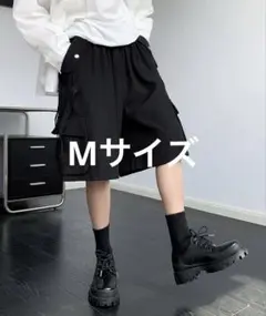 【neos】ルーズシルエット フラップポケット カーゴ ハーフ ワイド パンツ