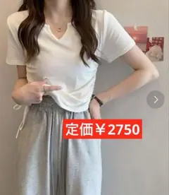 サイドシャーリングTシャツ 白