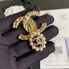 C072 ヴィンテージシャネルCHANELボタンブローチ