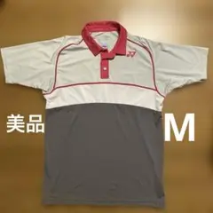 【美品】YONEX ポロシャツ JP M グレー/レッド