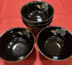 黒色の茶碗 めし碗 丼5個セット
