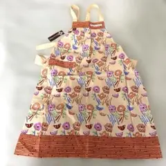 【新品】コットン100エプロンオレンジカラーポケットあり