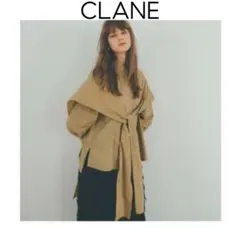 CLANE ベージュ クラネ サイド リボン オーバー シャツ コットン 長袖