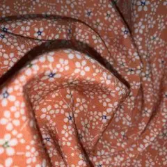 正絹ちりめん　約37×82 薄オレンジ橙　小花　花尽くし