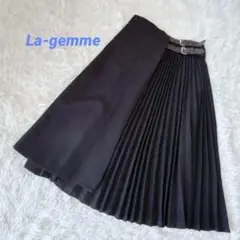 ラジエム　黒　ベルト付き　ロング　プリーツスカート　M