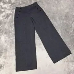 【デッサン】（M）ワイドパンツ カジュアル チェック柄 ボタンデザイン ワールド