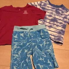GAP 赤 Tシャツ 青 花柄 ショーツ セット