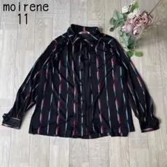【moirene】レトロ柄　総柄　とろみ　長袖ブラウス　大人シック　個性的　L