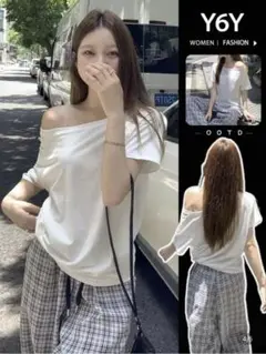 【新品未使用】SHEIN Tシャツ ドロップショルダー 白T ホワイト XL