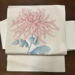 美品❣️値下げ↓ ピンクとブルー菊模様 名古屋帯