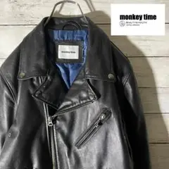 【美品】モンキータイム 羊革ダブルライダースジャケット 黒 M