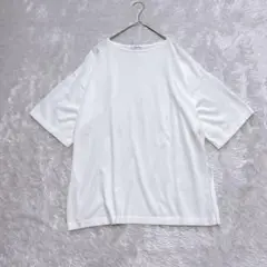 23区　オーバーニットカットソー　半袖　ゆったり　ホワイト　Ｍ-Ｌ　綿100%