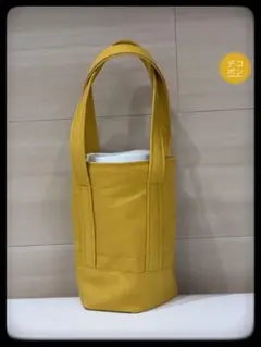 ハンドメイド　保冷保温　ドリンクホルダー(大)トート型・マスタード色