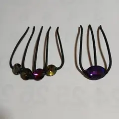 オーロラストーンヘアコーム2個セット