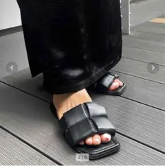 美品‼️NEUF ブラック フラットサンダル 37