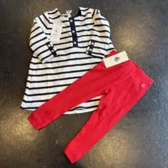 新品　プチバトー　ストライプワンピース　レギンスセット