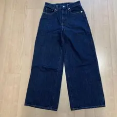 無印 ワイドレッグデニム W23 x L29 ダークブルー