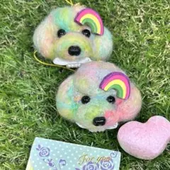 幸運を呼ぶ虹色トイプードル　レインボーちゃん2匹セット　ストラップ