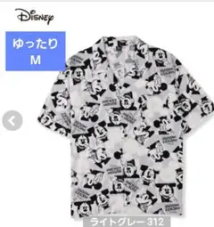 M　新品　ディズニー　ミッキー　Mickey　アロハ　シャツ　総柄　メンズ M