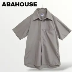 【アバハウス ABAHOUSE】半袖シャツ M カーキ 無地 シンプルカジュアル