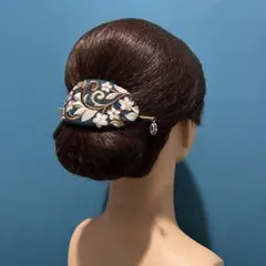 S-36【インド刺繍⑦ ティールグリーン】ミニマジェボン 簪 髪飾り マジェステ
