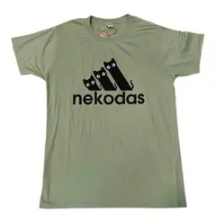 nekodas 猫デザイン Tシャツ オリーブグリーン