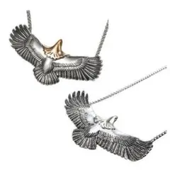 【2色セット】イーグル ネックレス♪シルバー ゴールド メンズ お揃い カップル