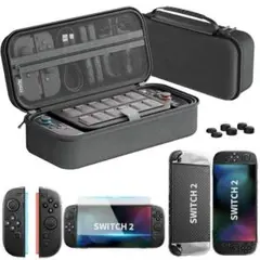 【訳あり新品】Switch2ケース収納バッグセット 大容量 強化ガラスフィルム