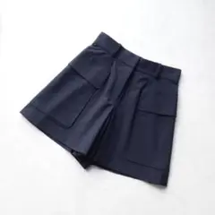 ■FOXEY NY■ 40 ネイビー ハイウエスト ショートパンツ