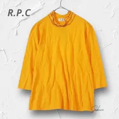 R3266【R.P.C】七分袖トップス メローフリルネック マスタード M〜L