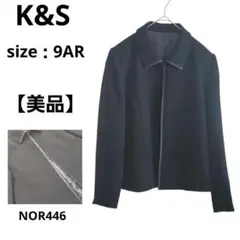 【美品】K&S レディース テーラードジャケット スリット袖 ブラック 9AR
