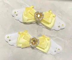 天使の羽 ヘアクリップ 2個セット 黄色