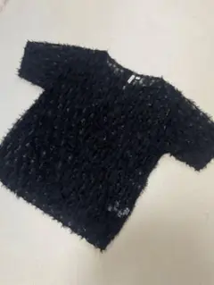 透かし編み ブラック Tシャツ 半袖　シースルー　デザイン　変形　パーティー
