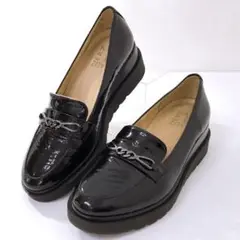 極美品✨ナチュラライザー ビットローファー 厚底 エナメル 黒 23cm