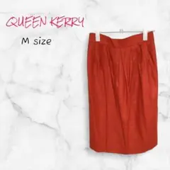 QUEEN KERRY ミディスカート レッド タック Mサイズ 送料無料