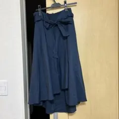 BEAMS Light アシンメトリー ロングスカート ネイビー
