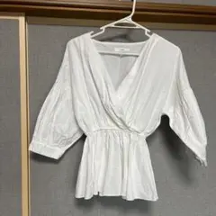 韓国　カシュクール　コットン半袖ブラウス　Mサイズ
