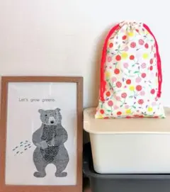 カラフルチェリー柄上履き入れ