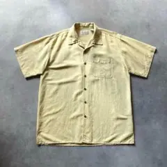 90s USA label シルク オープンカラーシャツ ワイド 短丈 ボックス