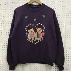 レトロ オールド カントリー メルヘン古着 テディベア クマさん スウェット